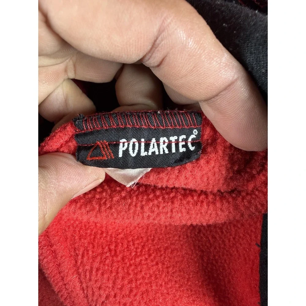 The North Face Jacket Mens Medium Red Black Fleece Full Zip Polartec USA Outdoor